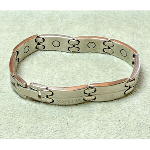 Sabona of London 338 Executive Sport Silber Magnetic 7.5" Bracelet Silver Tone